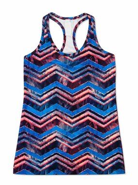 Ivivva by Lululemon🍋 Keep Ur Cool Racer Colours tank top chevron blue size 14